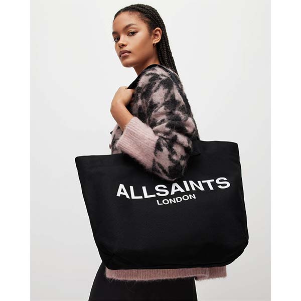 Allsaints Australia Womens Ali Canvas Tote Bag Black/White AU86-760